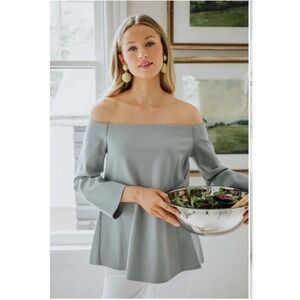 Tuckernuck Miranda Off The Shoulder 3/4 Sleeve Blouse Size Medium Slate Blue